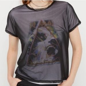 Def Leppard Hysteria Black Mesh Graphic Tee Small